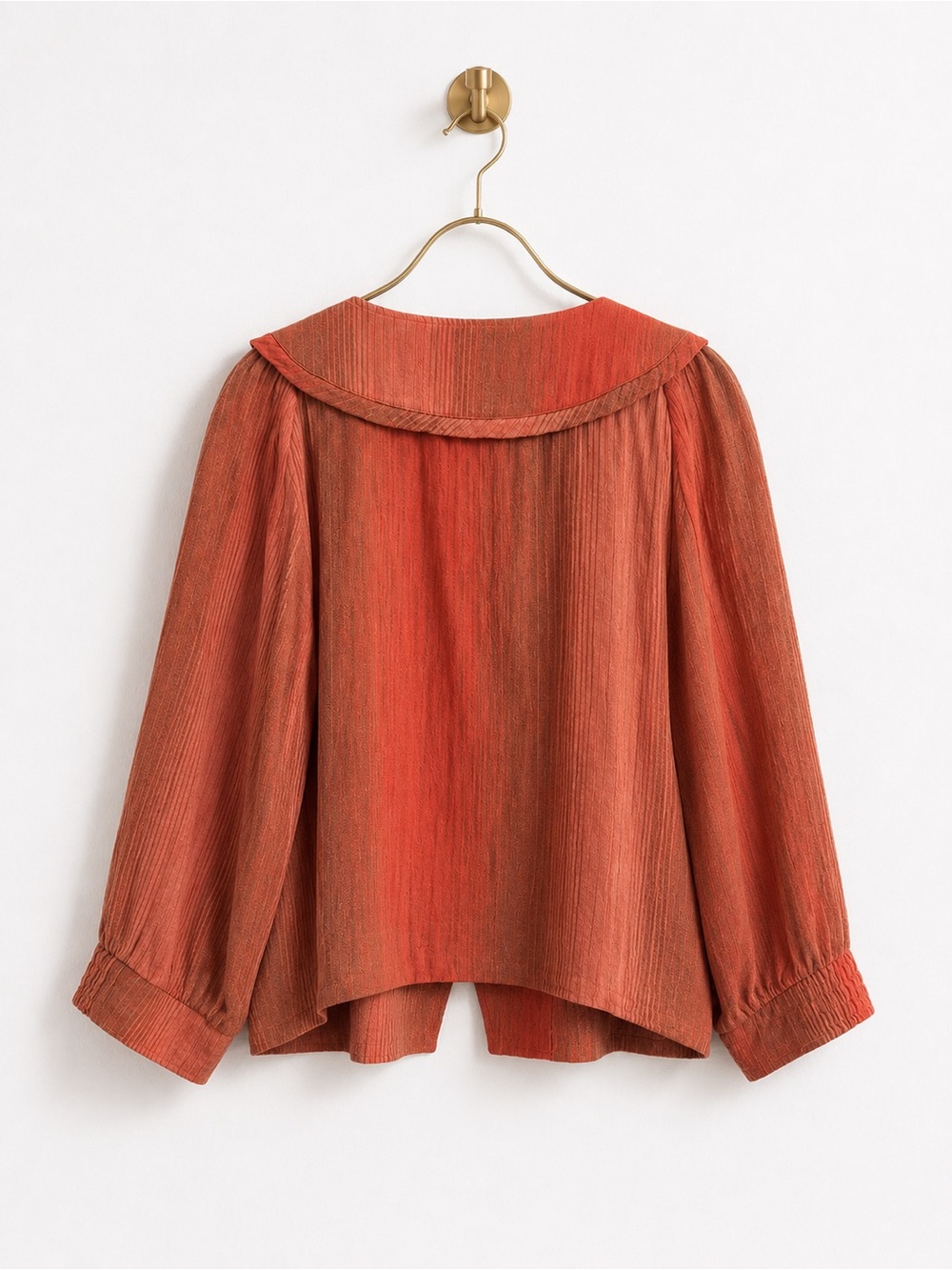 KELLO SCANDINAVIA ORANGE RUST HUES OF FALL ELEVATED CAMPFIRE LINEN JACKET US 12 - Picture 3 of 8